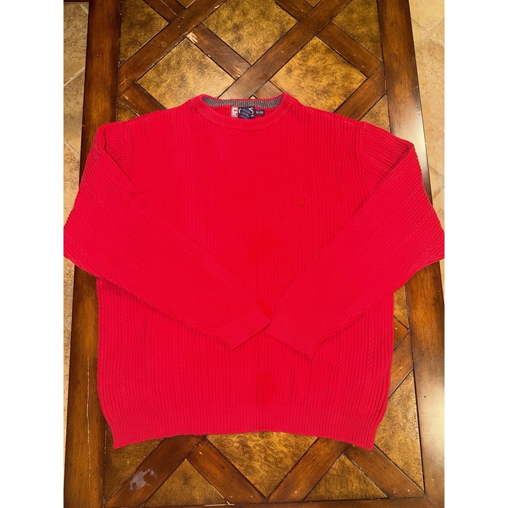 Chaps Ralph Lauren Sweater Adult XL Red Pullover Knit Cotton Outdoors Mens